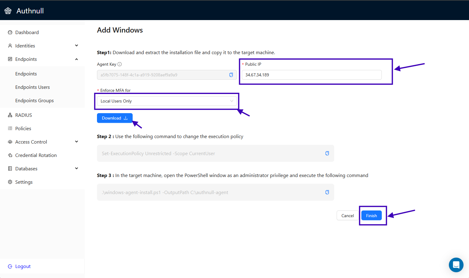 Agent based MFA for Windows