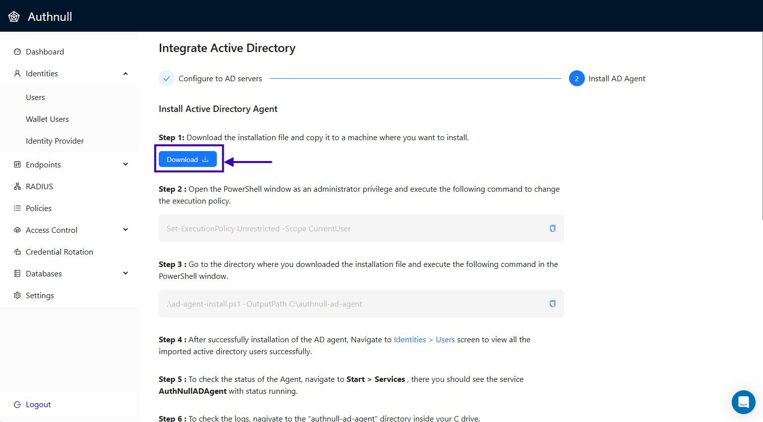 Connect to AD Server