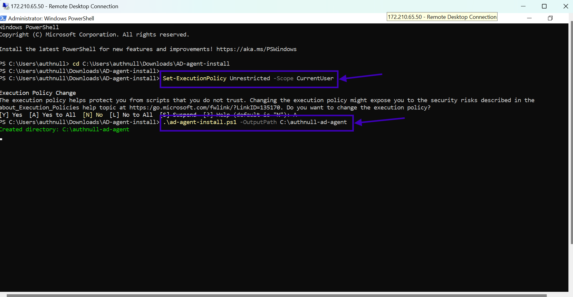 Installing the agent